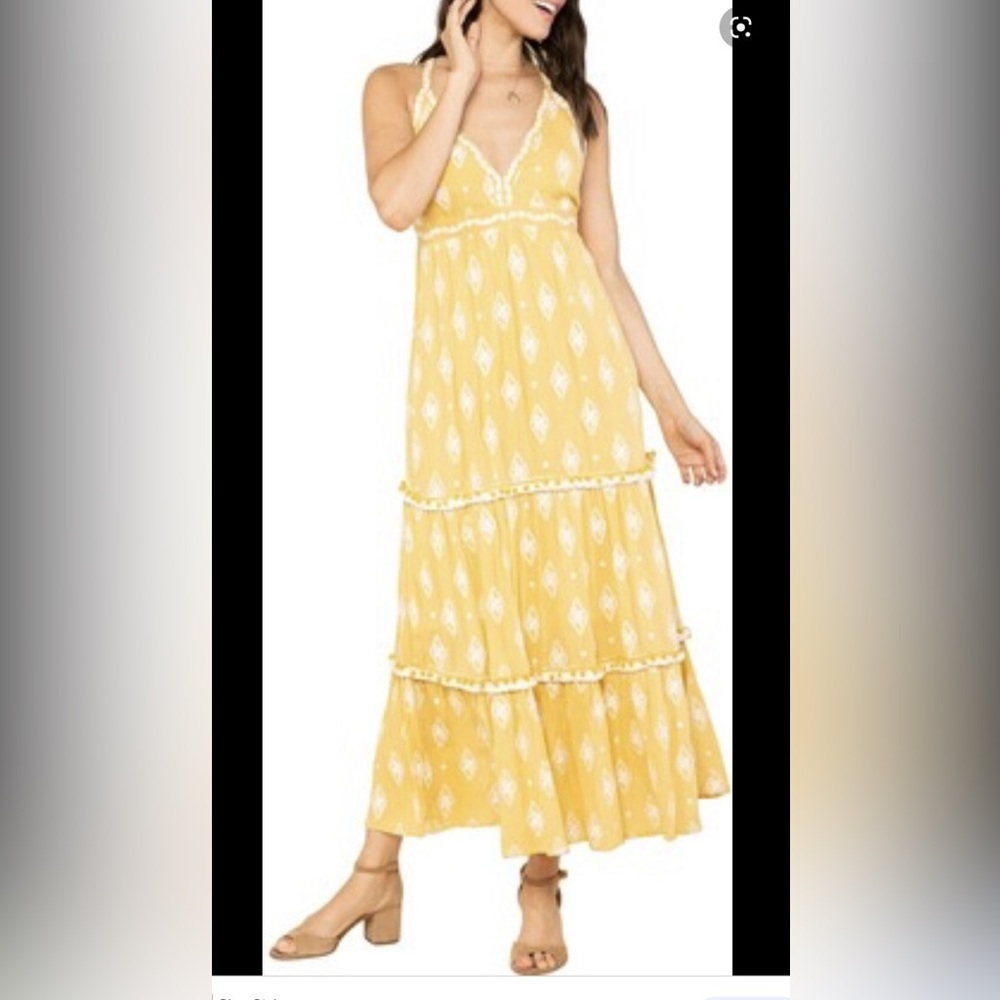 RAGA Sunlit Yellow Maxi Dress with White Accents size large - Picture 12 of 12